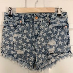 High Rise denim short short